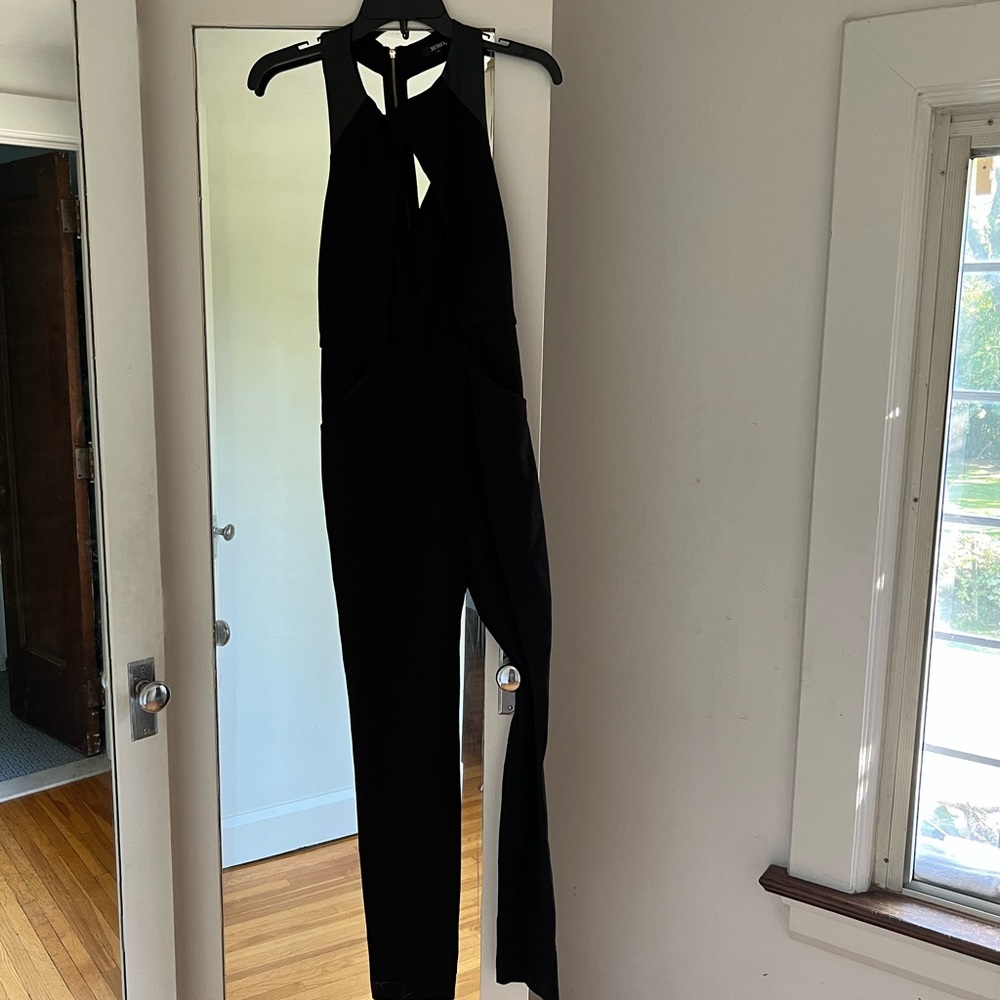 Jumpsuit with leather detail